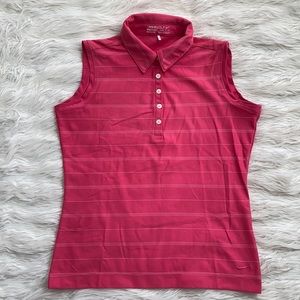 Nike | Pink Striped Sleeveless Golf Polo